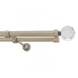 Toolty Double Metal Curtain Pole 19/19mm With Finials Rod Classic Brackets Beluna 350Cm Antique Brass