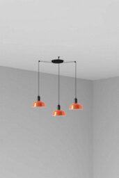 Luminosa Lighting Luminosa Tatawin Small Cluster Pendant Ceiling Light Black, Gloss Reddish Orange 3X E27