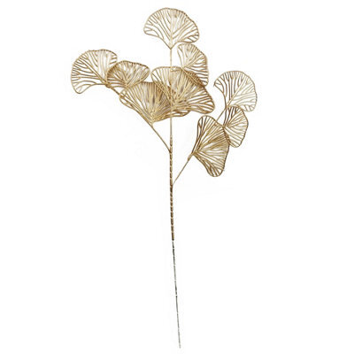 Pegdev - Pdl - Pack Of 6 X 65Cm Golden Leaves Artificial Foliage For Flower Arrangement And Seasonal Décor - image 1