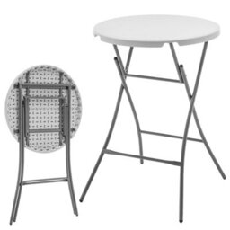 Floordirekt Round Folding Garden Bar Table Nagano Weatherproof Portable Outdoor Standing Table For Garden Balcony Events White 80 Cm Diameter - thumbnail 1