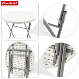 Floordirekt Round Folding Garden Bar Table Nagano Weatherproof Portable Outdoor Standing Table For Garden Balcony Events White 80 Cm Diameter - thumbnail 2