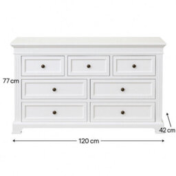 Melody Maison Large White 7 Drawer Chest Of Drawers - Daventry White Range - thumbnail 7