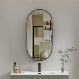 Royal Bathrooms Avenza 500 X 1000mm Matt Black Capsule Bathroom Mirror Cabinet Wall Mounted With Storage - thumbnail 6
