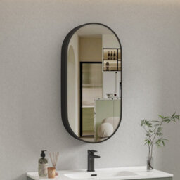 Royal Bathrooms Avenza 500 X 1000mm Matt Black Capsule Bathroom Mirror Cabinet Wall Mounted With Storage - thumbnail 5