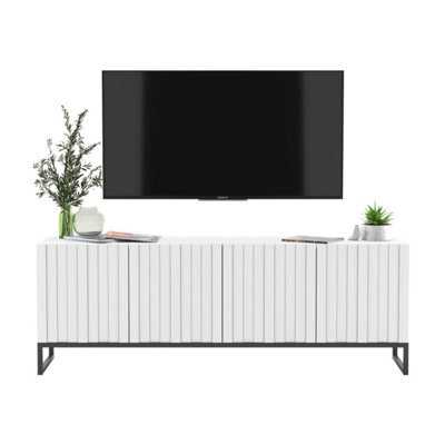 Heze Furniture Elpis Glamour Tv Cabinet Media Unit With Storage - White / Black Frame - image 1
