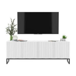 Heze Furniture Elpis Glamour Tv Cabinet Media Unit With Storage - White / Black Frame - thumbnail 1