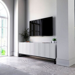 Heze Furniture Elpis Glamour Tv Cabinet Media Unit With Storage - White / Black Frame - thumbnail 3