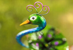 Marco Paul Garden Peacock Glass Bird Bath Feeder Stake - thumbnail 4