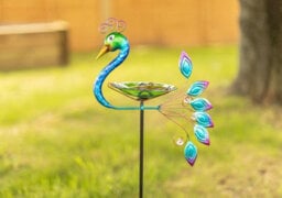 Marco Paul Garden Peacock Glass Bird Bath Feeder Stake - thumbnail 7