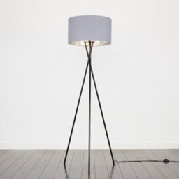 Valuelights Camden Black Tripod Floor Lamp With Grey/silver Shade And Bulb - thumbnail 4