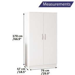 Home Treats White Wooden 3Pc Bedroom Furniture Set Includes 2 Door Wardrobe, Chest Of 4 Drawers, 2 Drawer Bedside Table Nightstand - thumbnail 7