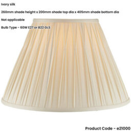 "Loops 16"" Tapered Lamp Shade - Ivory Silk Pinched Pleats Fabric Cover - Table Light" - thumbnail 2