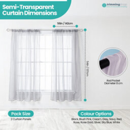 "Neel Blue Voile Curtains Slot Top, 2 Curtains, Silver - 56"" Width X 54"" Drop" - thumbnail 2