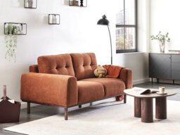 Beliani Sofa 2 Seater Laurila Fabric Golden Brown - thumbnail 2