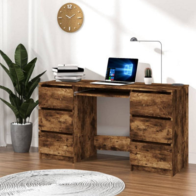 Vidaxl Writing Desk Smoked Oak 140X50X77 Cm Engineered Wood - image 1