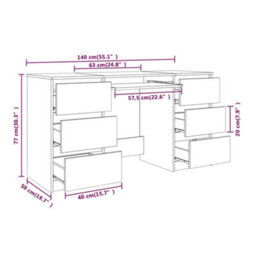 Vidaxl Writing Desk Smoked Oak 140X50X77 Cm Engineered Wood - thumbnail 8