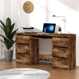 Vidaxl Writing Desk Smoked Oak 140X50X77 Cm Engineered Wood - thumbnail 1