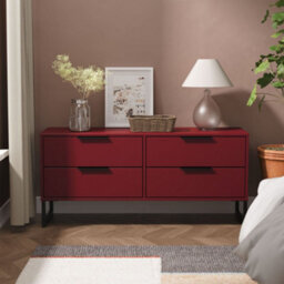 Marsala Ready Assembled Matt Red 4 Drawer Chest (H)515mm (W)1130mm (D)395mm - thumbnail 1