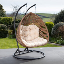 Henley Double Swing Egg Pod Chair - Cream - thumbnail 2