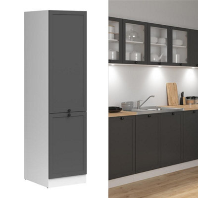 Impact Furniture Kitchen Larder Unit Tall Slim Cabinet Pantry Cupboard Shaker Dark Grey Left 500mm Junona - image 1