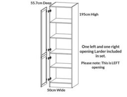 Impact Furniture Kitchen Larder Unit Tall Slim Cabinet Pantry Cupboard Shaker Dark Grey Left 500mm Junona - thumbnail 5
