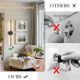 Black Led Wall Light 5400Mah With Remote Controller 1Pc - thumbnail 4
