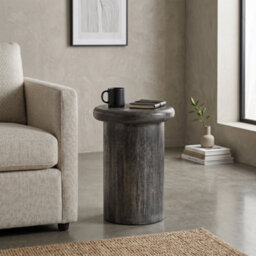 Elm Home And Garden Regent Solid Mango Wood Side Table Grey 53Cm H X 38Cm W X 38Cm D