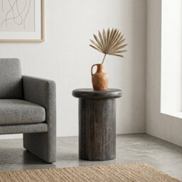 Elm Home And Garden Regent Solid Mango Wood Side Table Grey 53Cm H X 38Cm W X 38Cm D - thumbnail 2