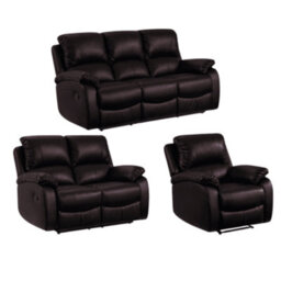 Furniture Instore Roma Brown Leather Manual Recliner 3+2+1 Seater Sofa Set