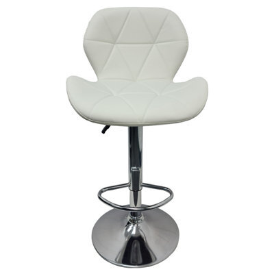 Neel Blue Swivel Bar Stool, Adjustable Height Faux Leather Breakfast Modern Chair, White - image 1