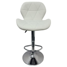 Neel Blue Swivel Bar Stool, Adjustable Height Faux Leather Breakfast Modern Chair, White - thumbnail 1