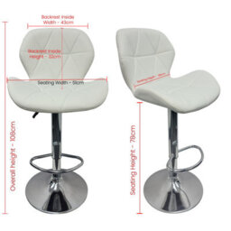 Neel Blue Swivel Bar Stool, Adjustable Height Faux Leather Breakfast Modern Chair, White - thumbnail 2