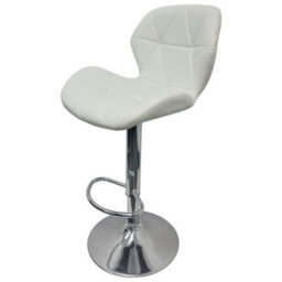 Neel Blue Swivel Bar Stool, Adjustable Height Faux Leather Breakfast Modern Chair, White - thumbnail 4