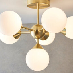 Anson Lighting Wastina 6Lt Semi Flush Light Finished In Satin Brass Plate And Gloss White Glass - thumbnail 3