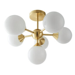 Anson Lighting Wastina 6Lt Semi Flush Light Finished In Satin Brass Plate And Gloss White Glass - thumbnail 8