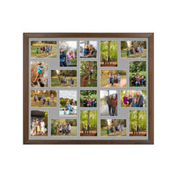 AK Frames 80X70Cm Walnut Classic Multi Photo Frame With Silver Mount - Holds 20 Apertures (18X) 6X4, (2X) 4X4 Photos