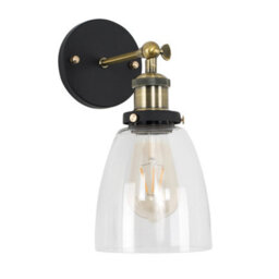 Valuelights Ambrose Retro Style Antique Brass And Black Metal Adjustable Knuckle Joint Wall Light Fitting