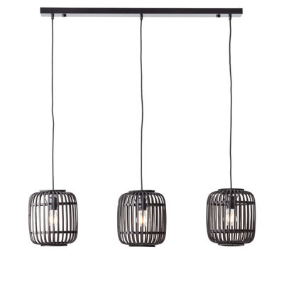 Luminosa Lighting Luminosa Mathias Bar Pendant Ceiling Lamp, Dark Bamboo, Plywood With Matt Black Paint - image 1