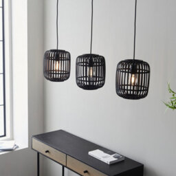 Luminosa Lighting Luminosa Mathias Bar Pendant Ceiling Lamp, Dark Bamboo, Plywood With Matt Black Paint - thumbnail 2