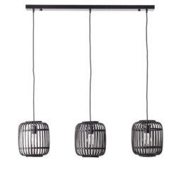Luminosa Lighting Luminosa Mathias Bar Pendant Ceiling Lamp, Dark Bamboo, Plywood With Matt Black Paint - thumbnail 6
