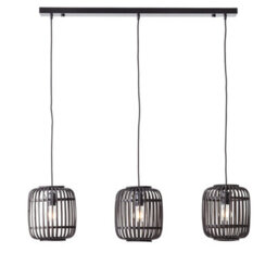 Luminosa Lighting Luminosa Mathias Bar Pendant Ceiling Lamp, Dark Bamboo, Plywood With Matt Black Paint