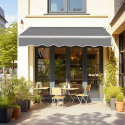 Sundaze Garden Manual Retractable Awning Patio Canopy Sun Shade Shelter Angle Adjustable 4X3M Grey
