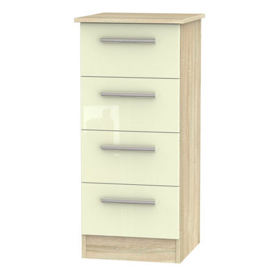 Trent 4 Drawer Bedside Cabinet In Cream & Bardolino Oak (Ready Assembled) - image 1