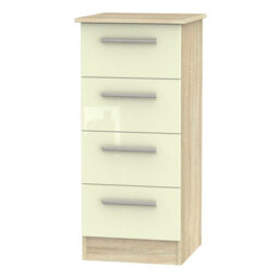Trent 4 Drawer Bedside Cabinet In Cream & Bardolino Oak (Ready Assembled)