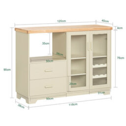 Kitchen Sideboard Cabinet With Microwave Shelf And Wine Rack Storage Cabinet With Glass Doors,cream,sobuy Fsb81-Mi - thumbnail 3
