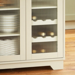 Kitchen Sideboard Cabinet With Microwave Shelf And Wine Rack Storage Cabinet With Glass Doors,cream,sobuy Fsb81-Mi - thumbnail 5