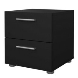 Wyld Haus Daejeon Black Wooden Bedside Table - 2 Drawer Nightstand - thumbnail 4