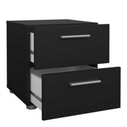 Wyld Haus Daejeon Black Wooden Bedside Table - 2 Drawer Nightstand - thumbnail 5