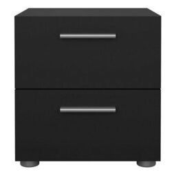 Wyld Haus Daejeon Black Wooden Bedside Table - 2 Drawer Nightstand - thumbnail 2