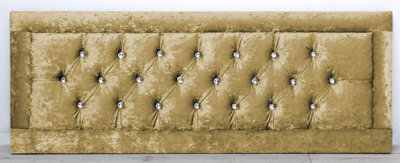 Comfy Deluxe 4Ft6 20Inch  Gold Crush Velvet  Miami With Crystal Buttons